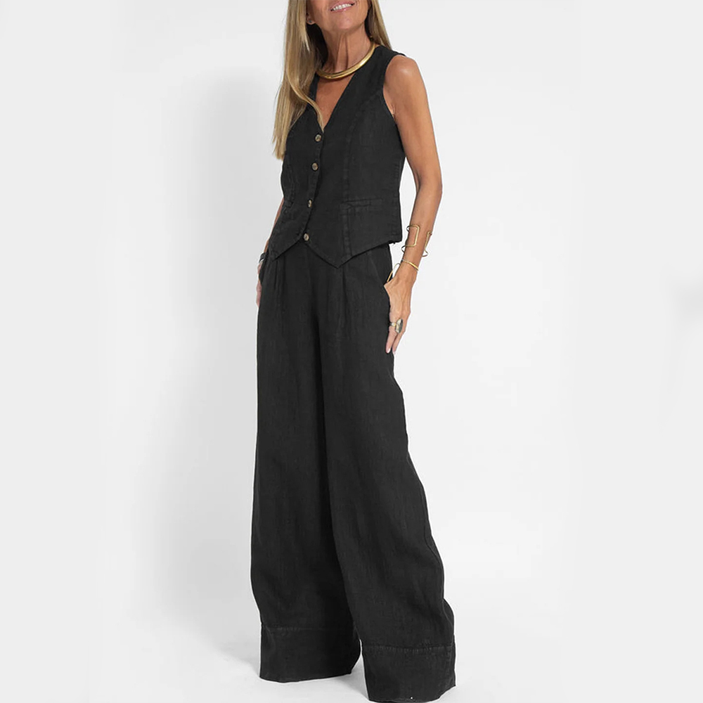 Mouwloos Linnen Pak met Broek voor Vrouwen