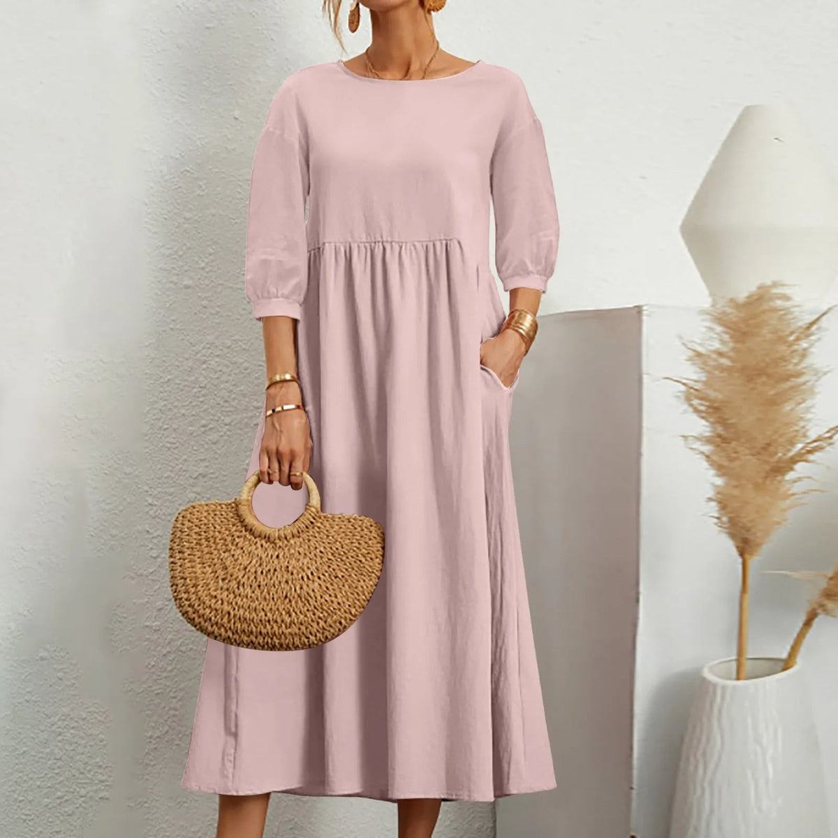 Celine – Midi-Jurk met Patchwork
