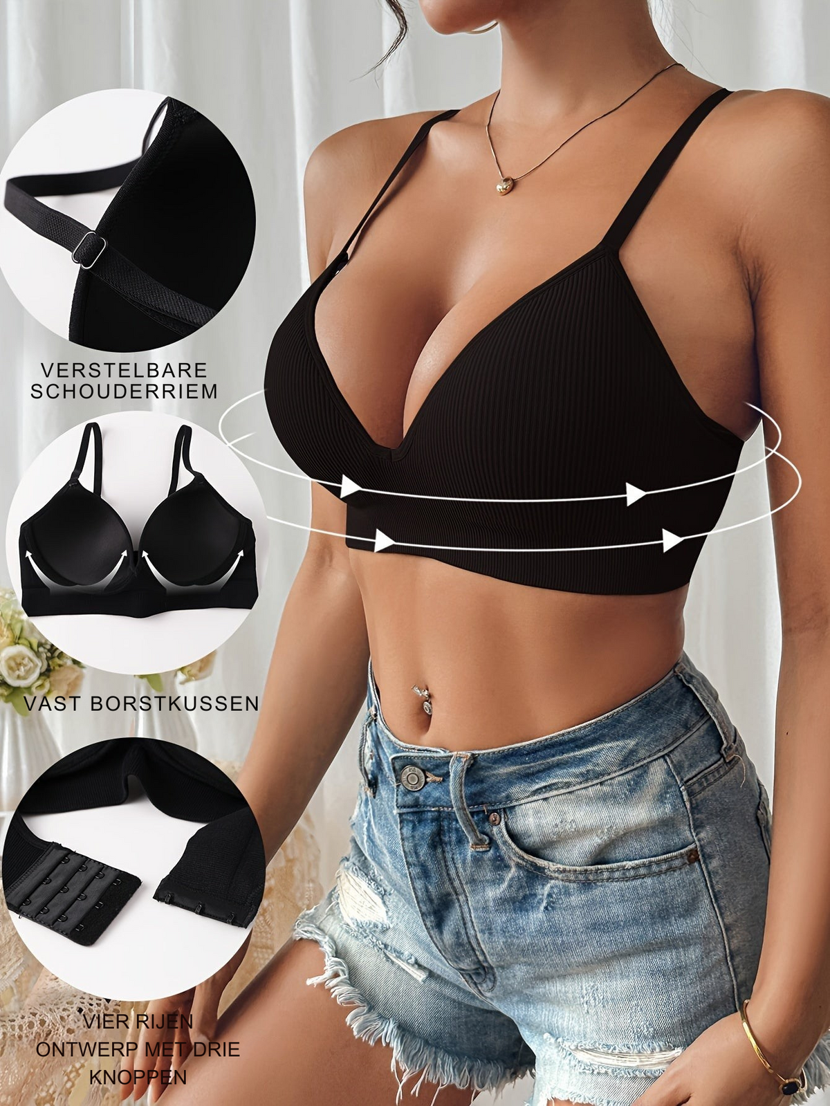 Naadloze Push-Up Bralette met Diepe V-hals