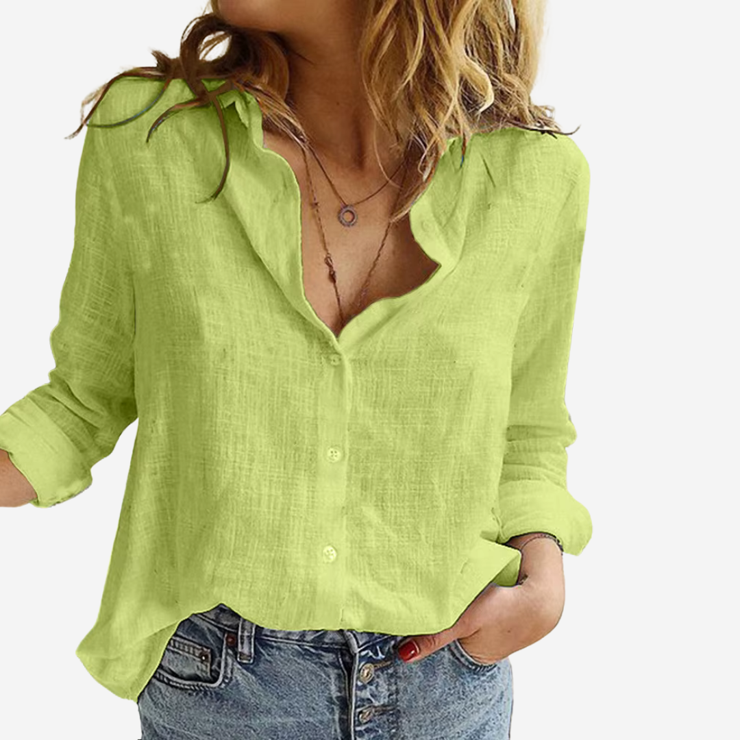 FEMKE – Damesblouse van Linnenblend