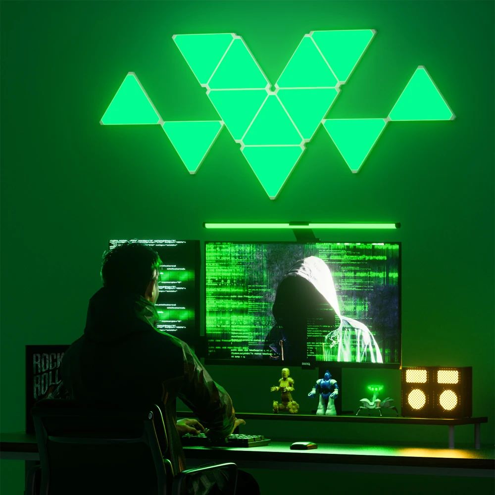 Quantum LED Driehoek Lamp - Superdunne RGB Muurverlichting met Wifi & Bluetooth App Controle voor Game- en Slaapkamer Decor