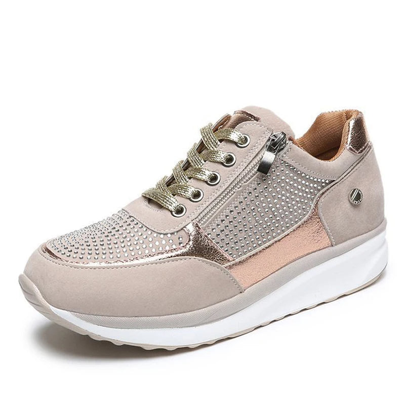 Celina - Dames sneakers met kristalaccenten en plateauzool