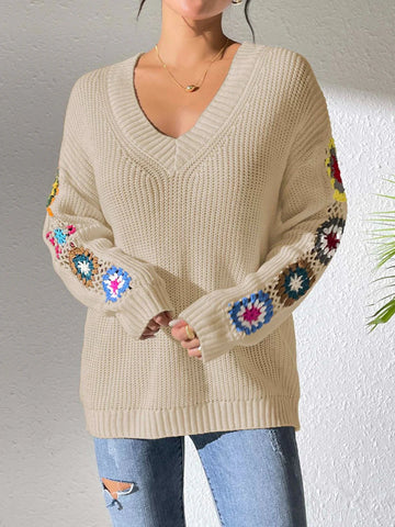 Gebreide sweater met bloemenprint voor dames