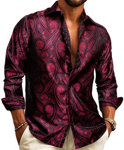 Herenoverhemd met paisley-jacquard – model met lange mouwen voor bruiloften en avondkleding