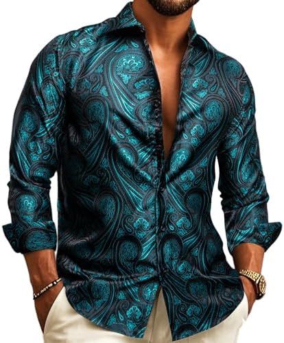 Herenoverhemd met paisley-jacquard – model met lange mouwen voor bruiloften en avondkleding