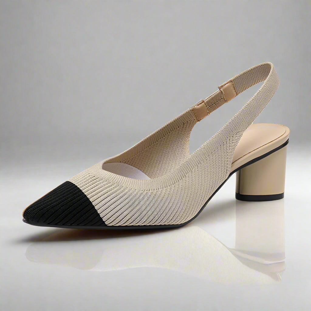 Slingback pumps voor dames met spitse neus en blokhak