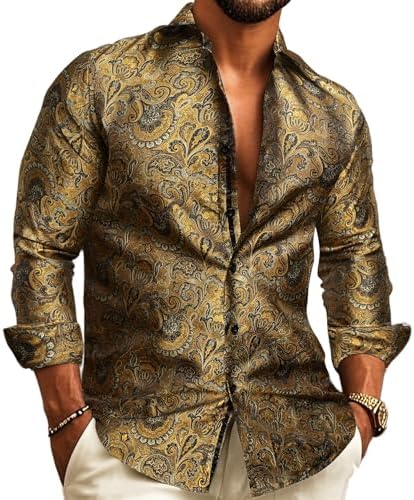 Herenoverhemd met paisley-jacquard – model met lange mouwen voor bruiloften en avondkleding