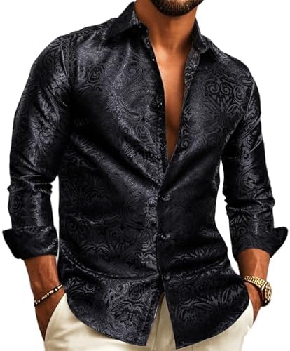 Herenoverhemd met paisley-jacquard – model met lange mouwen voor bruiloften en avondkleding