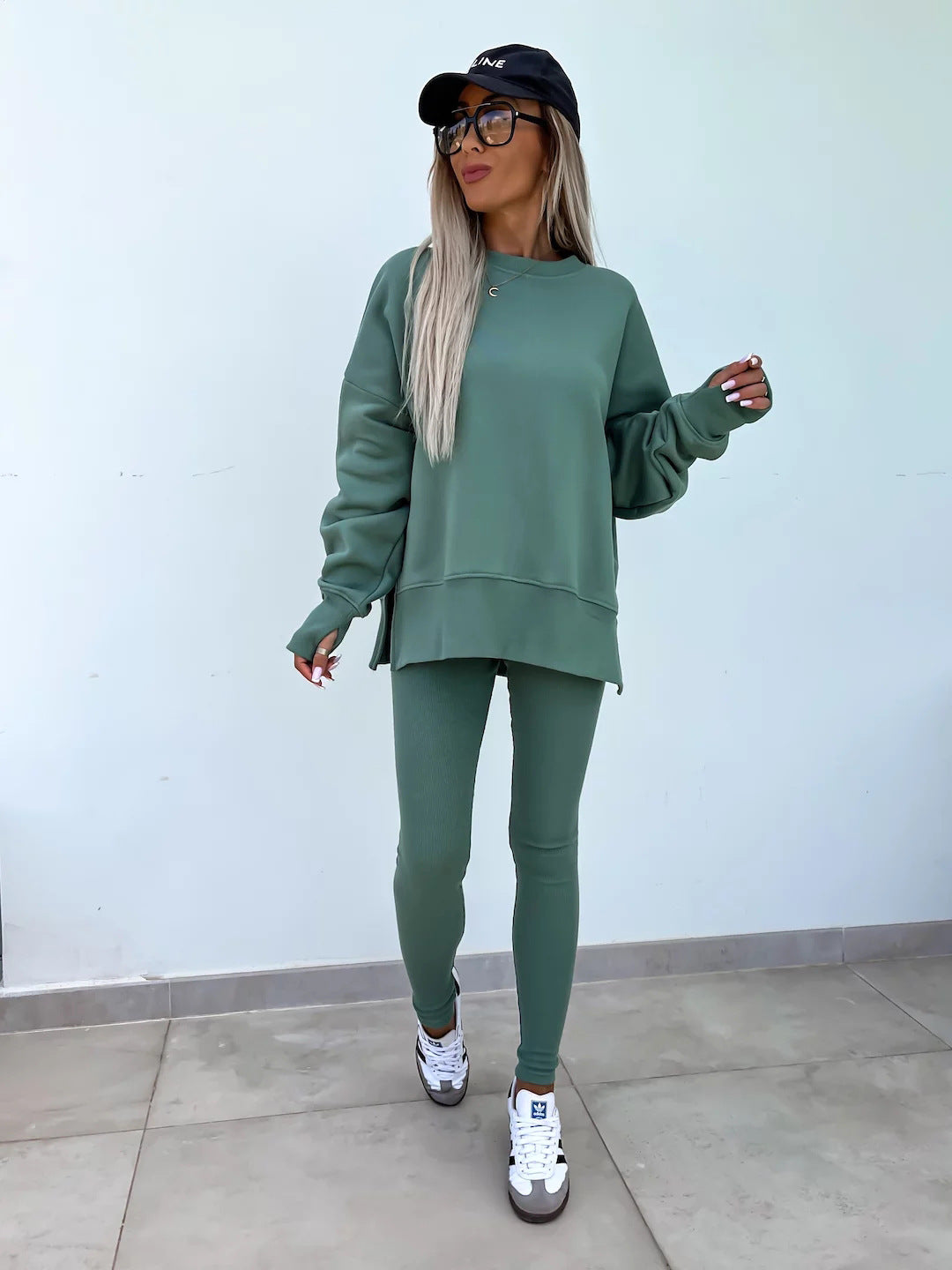 Elegante Lounge Set met Hoodie en Strakke Broek