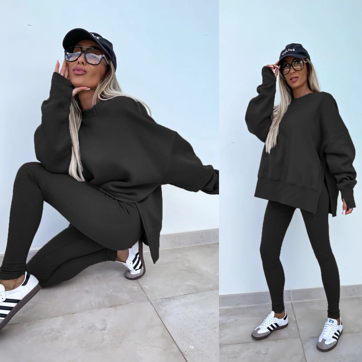 Elegante Lounge Set met Hoodie en Strakke Broek