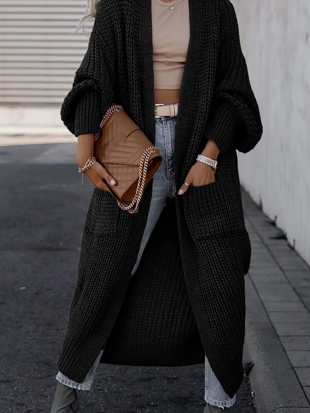 Elena - Losse Gebreide lange Cardigan Vest Voor Dames