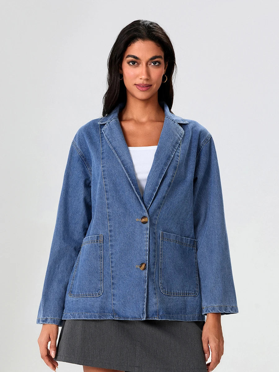 UrbanEdge – denim blazer met klassieke pasvorm