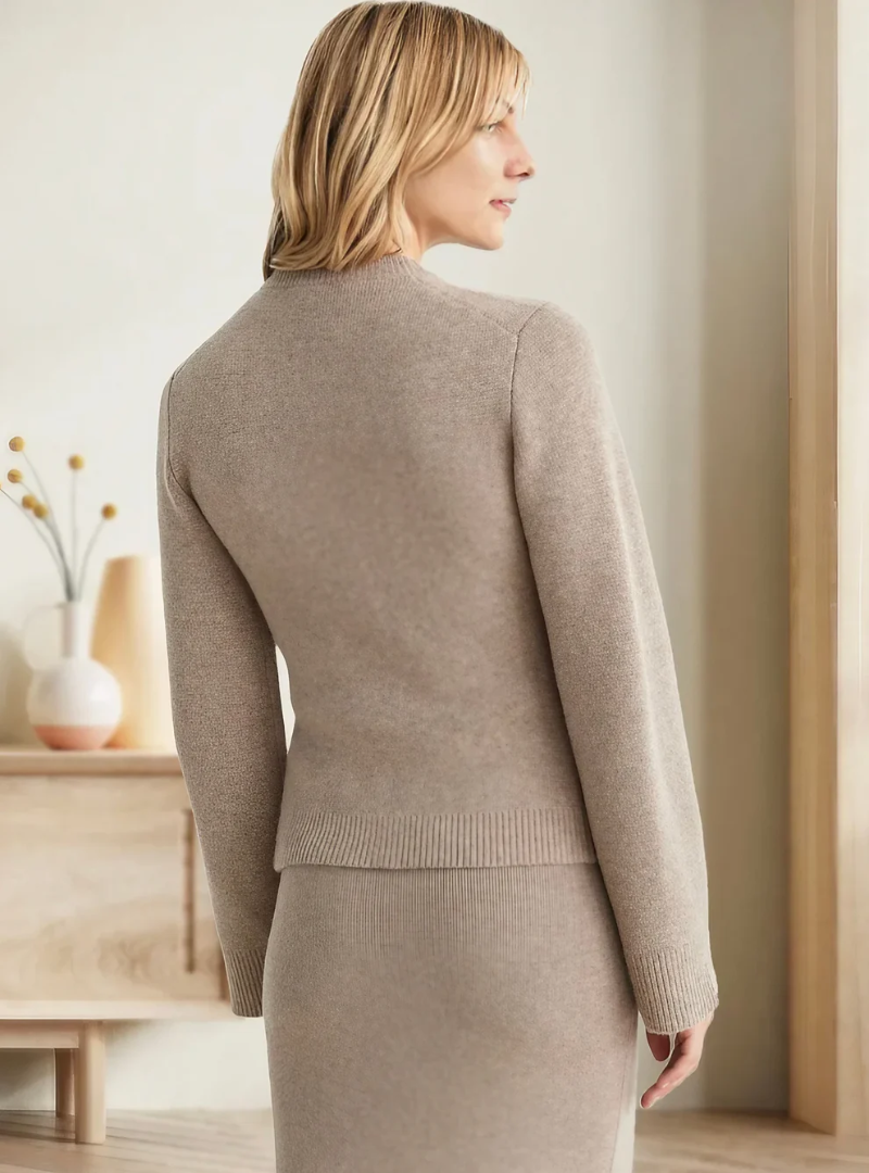 Geribd gebreid vest met knopen voor dames
