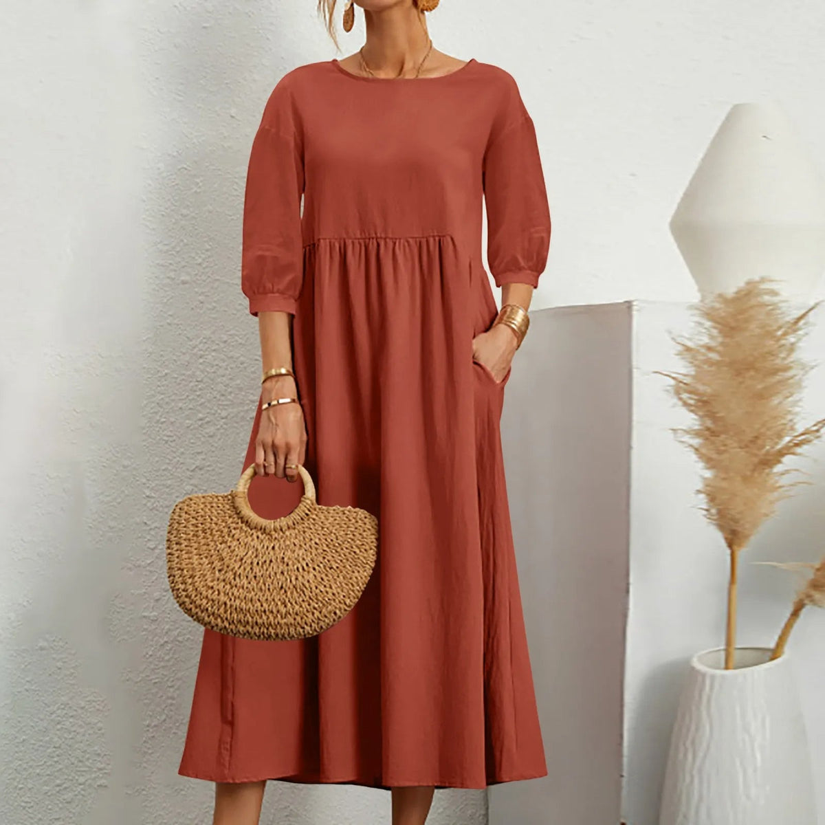 Celine – Midi-Jurk met Patchwork