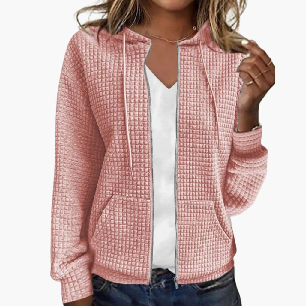 Dames hoodie met rits en trekkoordcapuchon