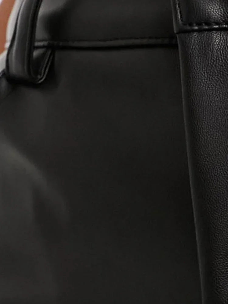 Leren broek met hoge taille voor dames