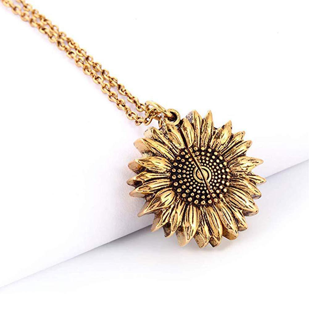 Gouden Zonnebloem Hangerketting met Gravure “You Are My Sunshine”
