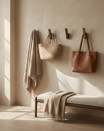 Houten kapstokhaken, set van 4 – minimalistische wandhaken voor hal en badkamer
