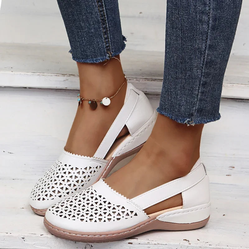 Vintage instap wedge sandalen voor dames