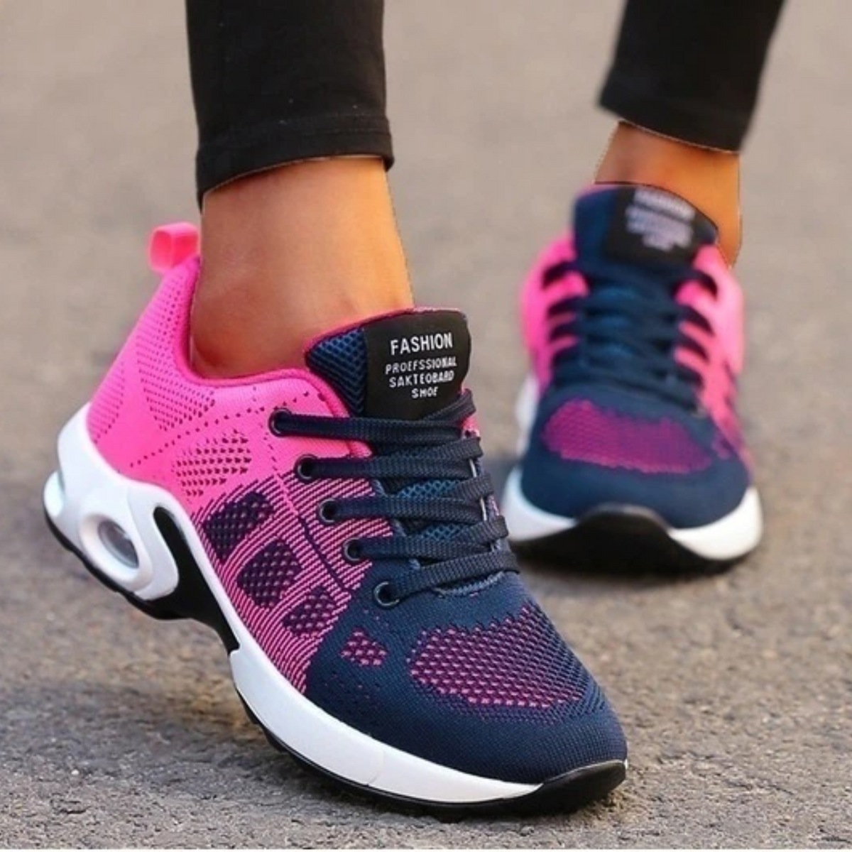 Lichte orthopedische damessneakers met ademend mesh en gevoerde zool
