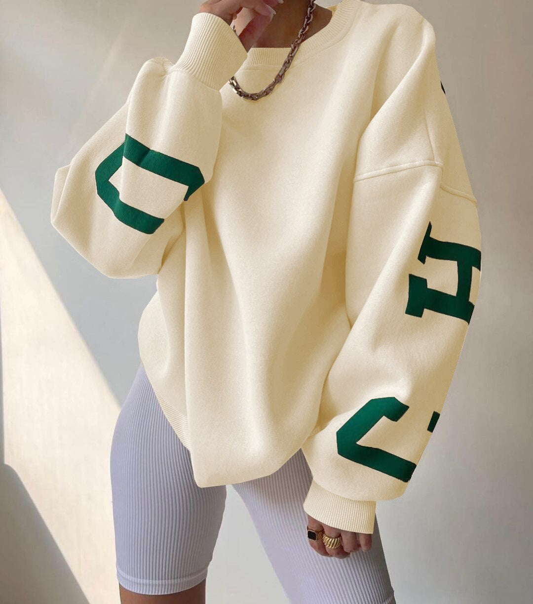 Oversized sweater met opdruk voor dames