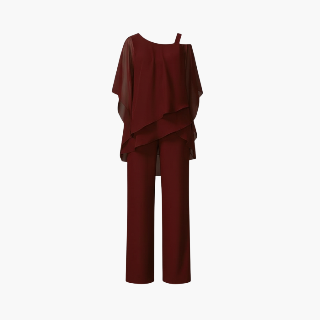 Dames jumpsuit met blote schouders en wijde pijpen
