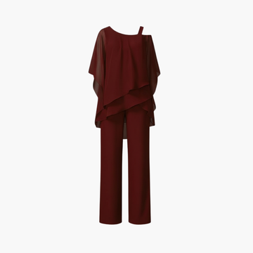 Dames jumpsuit met blote schouders en wijde pijpen