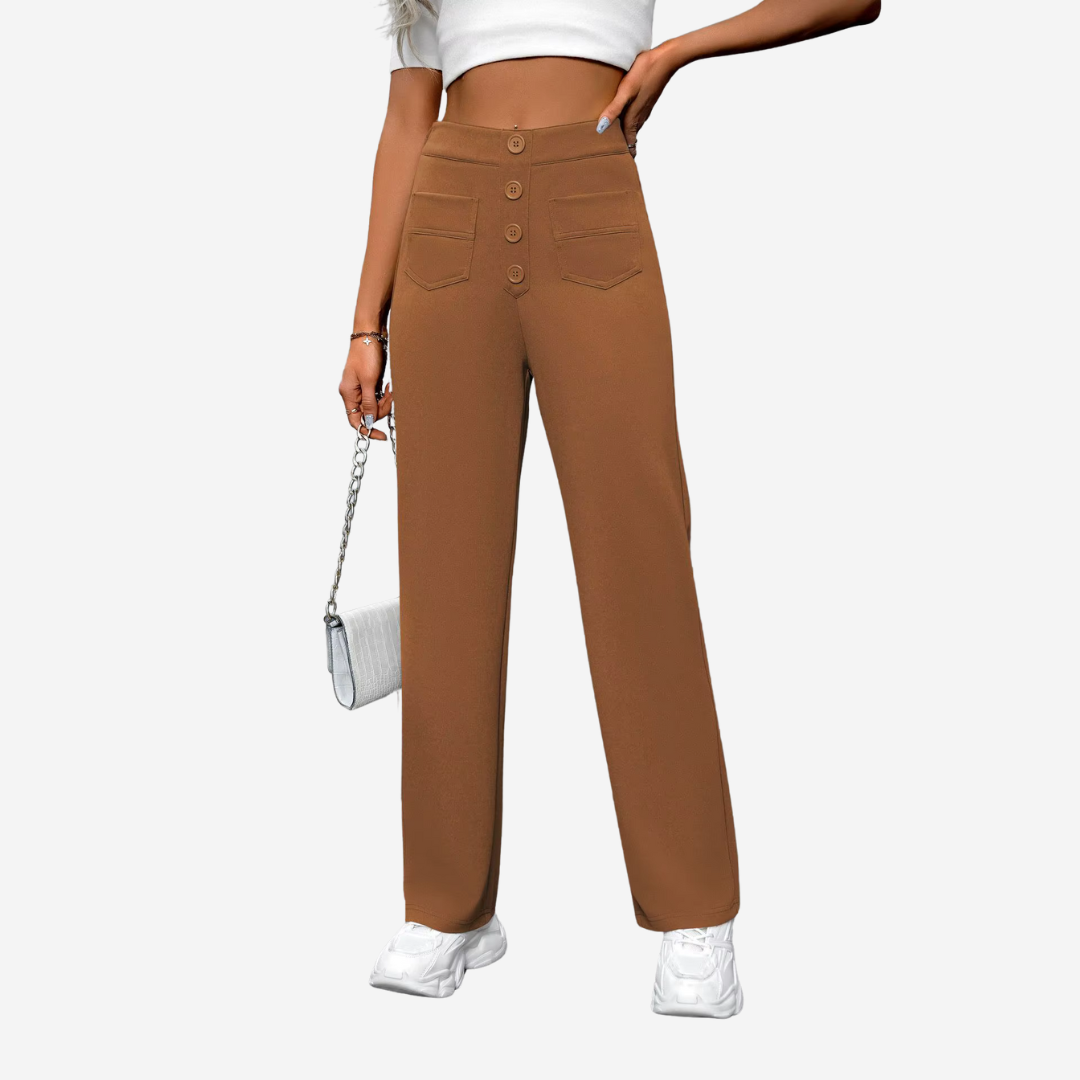 Liva – Rechte Broek met Hoge Taille Dames