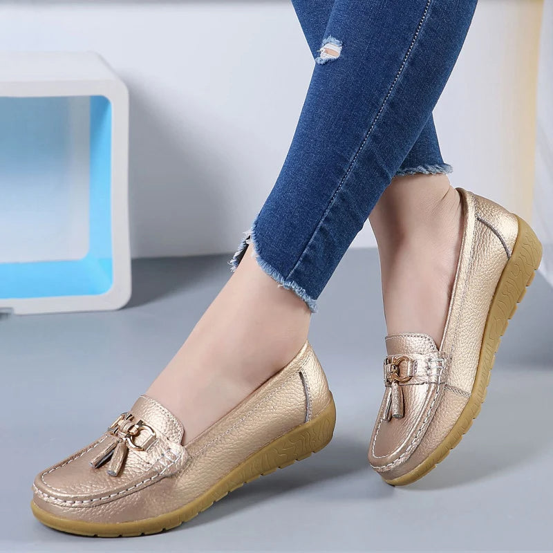 Alinne – Leren Ballerina Schoenen Dames