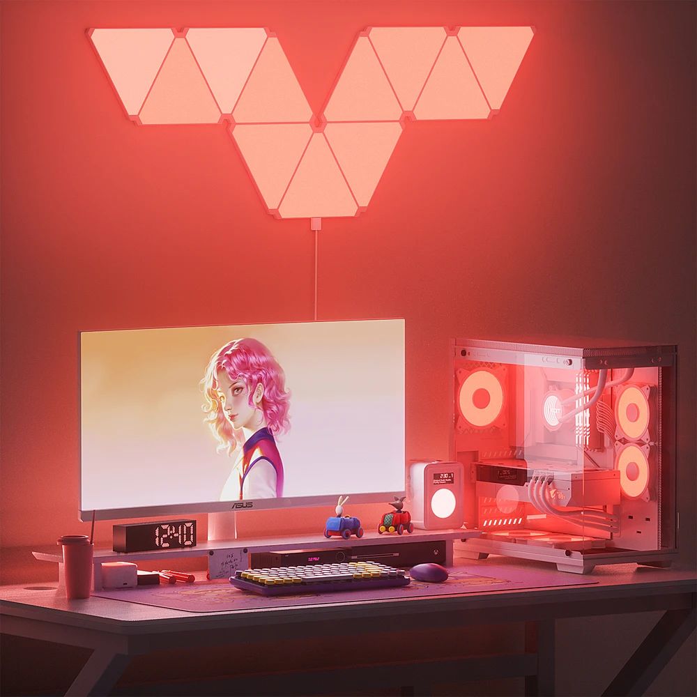 Quantum LED Driehoek Lamp - Superdunne RGB Muurverlichting met Wifi & Bluetooth App Controle voor Game- en Slaapkamer Decor