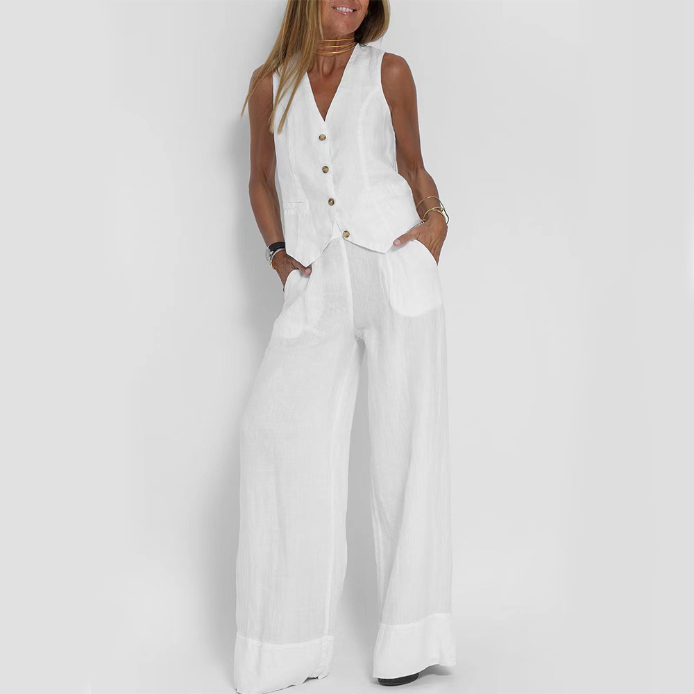 Mouwloos Linnen Pak met Broek voor Vrouwen