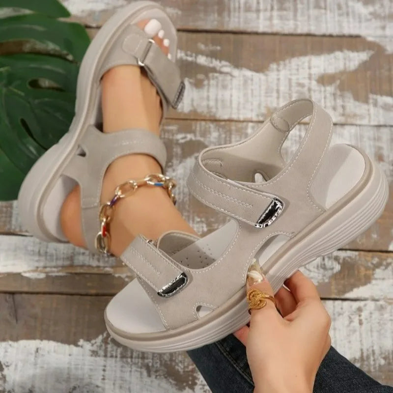 GlideStep – lichte leren wedge-sandalen voor dames