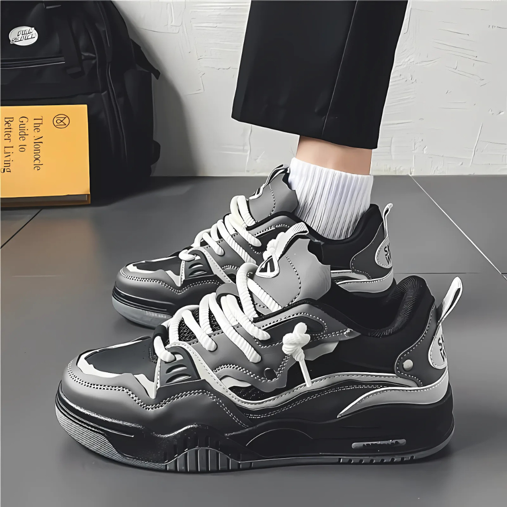 Sneakers van kunstleer met meshvoering voor heren