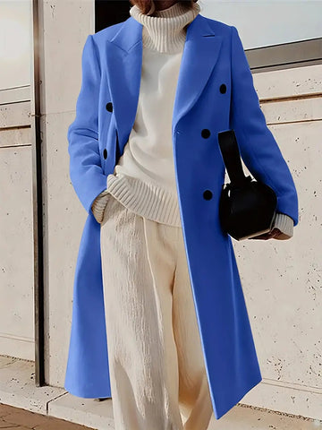 Lange winterjas met knoopsluiting voor dames