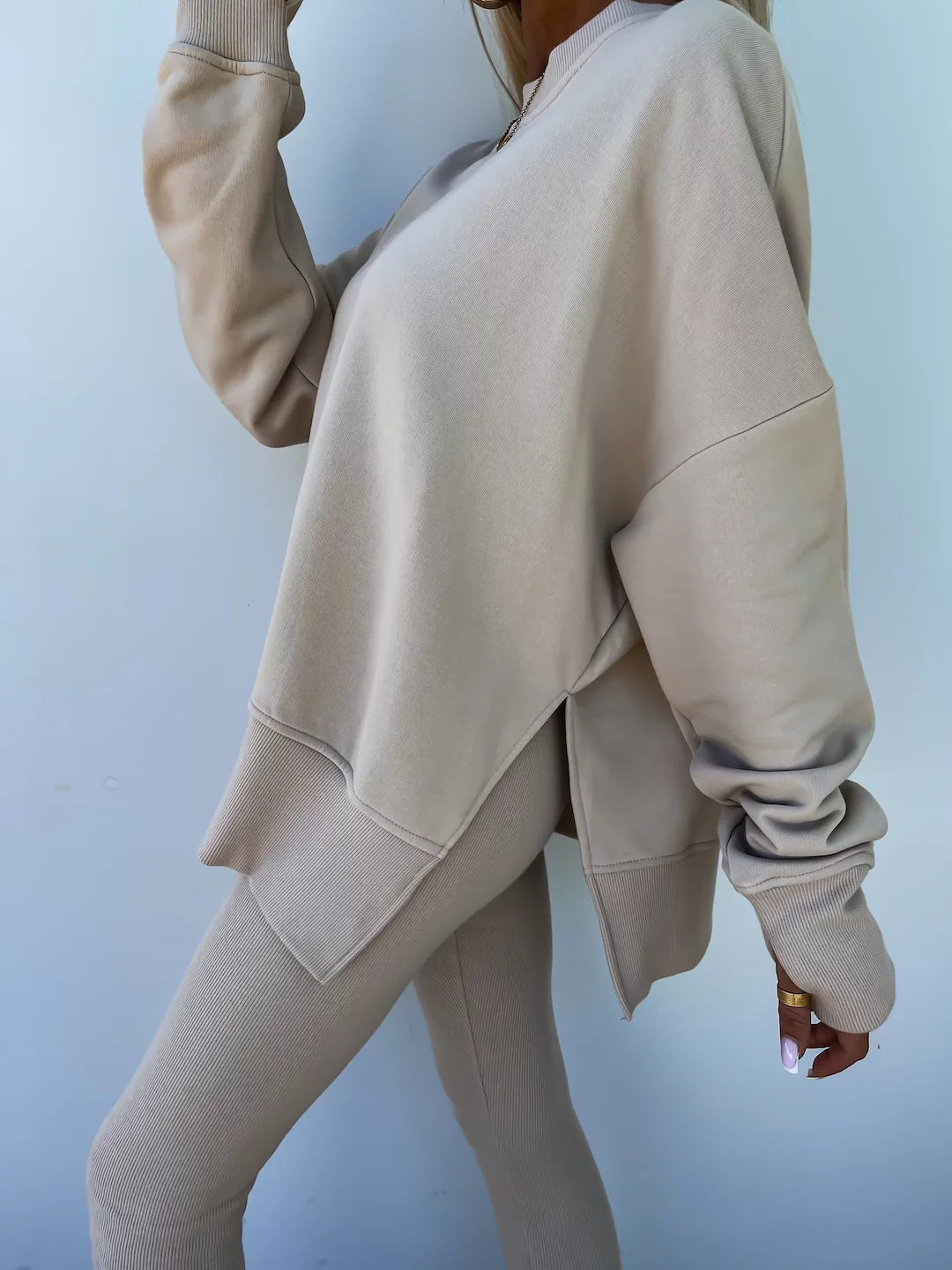 Elegante Lounge Set met Hoodie en Strakke Broek