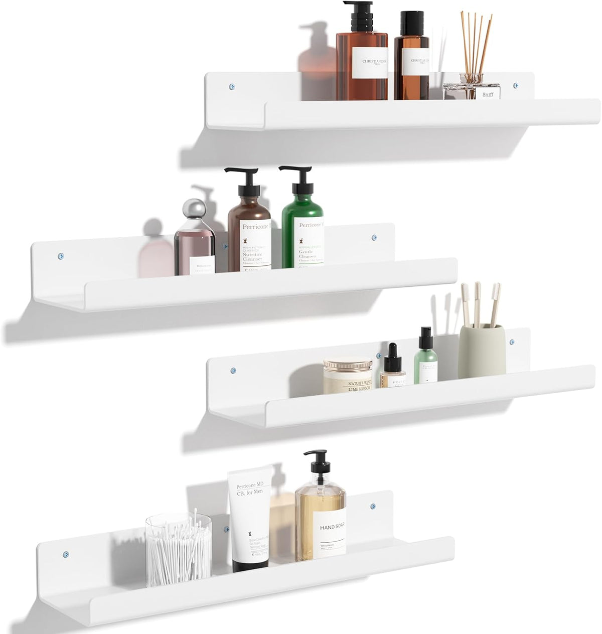 4-Pack Acryl Planken | 15” Zwevende Boekenplanken voor Wandopslag in Elke Kamer