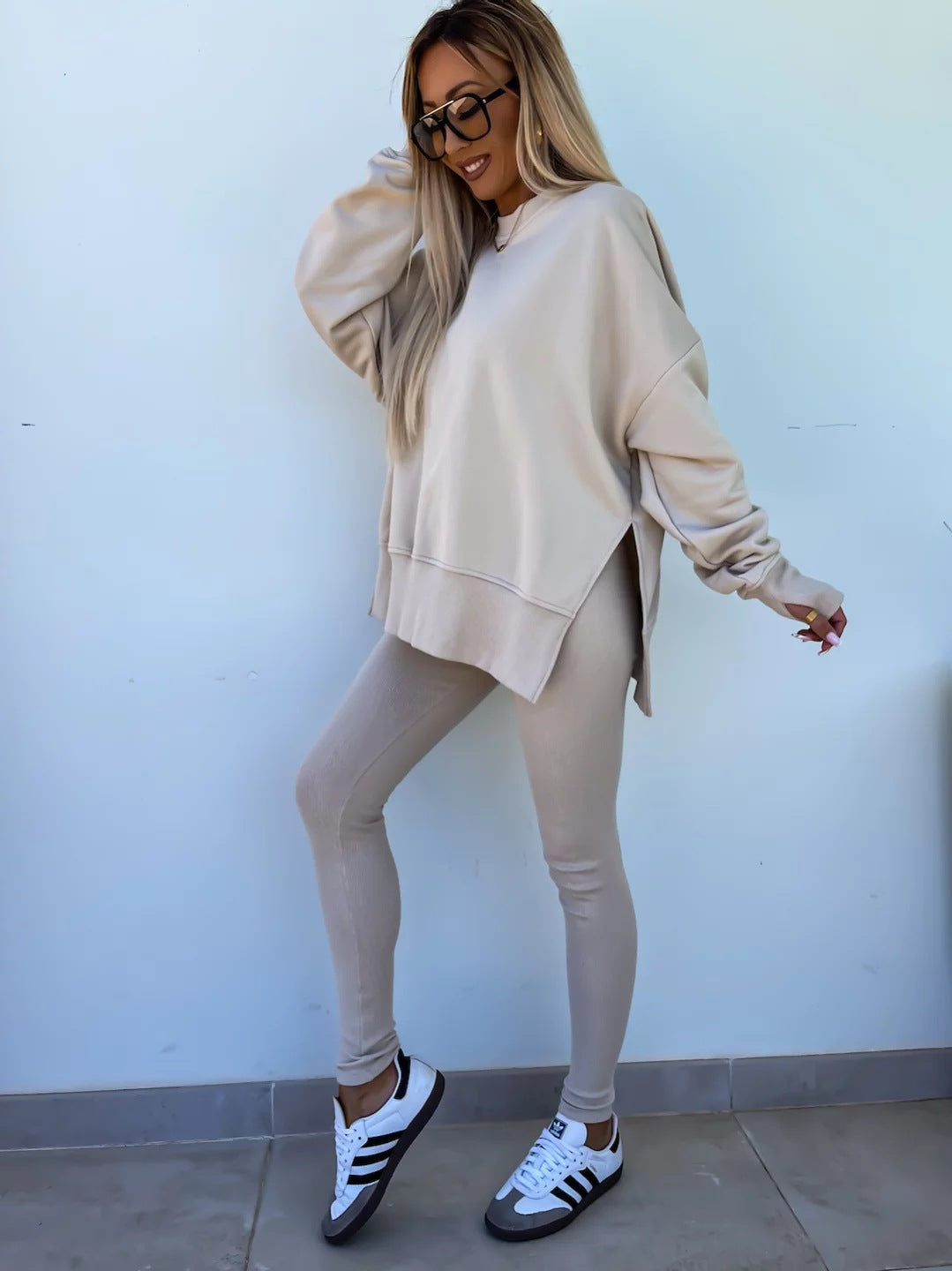 Elegante Lounge Set met Hoodie en Strakke Broek
