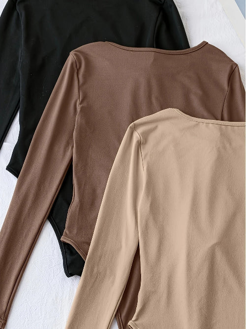 3-pack damesbodysuits met lange mouwen