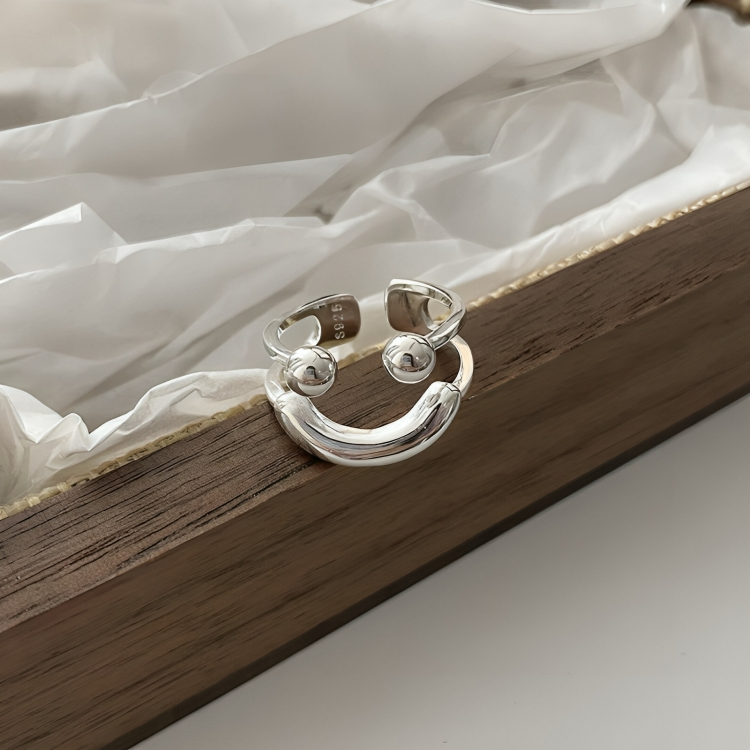 Smiley-verstelbare ring - Minimalistische, stapelbare statement-ring