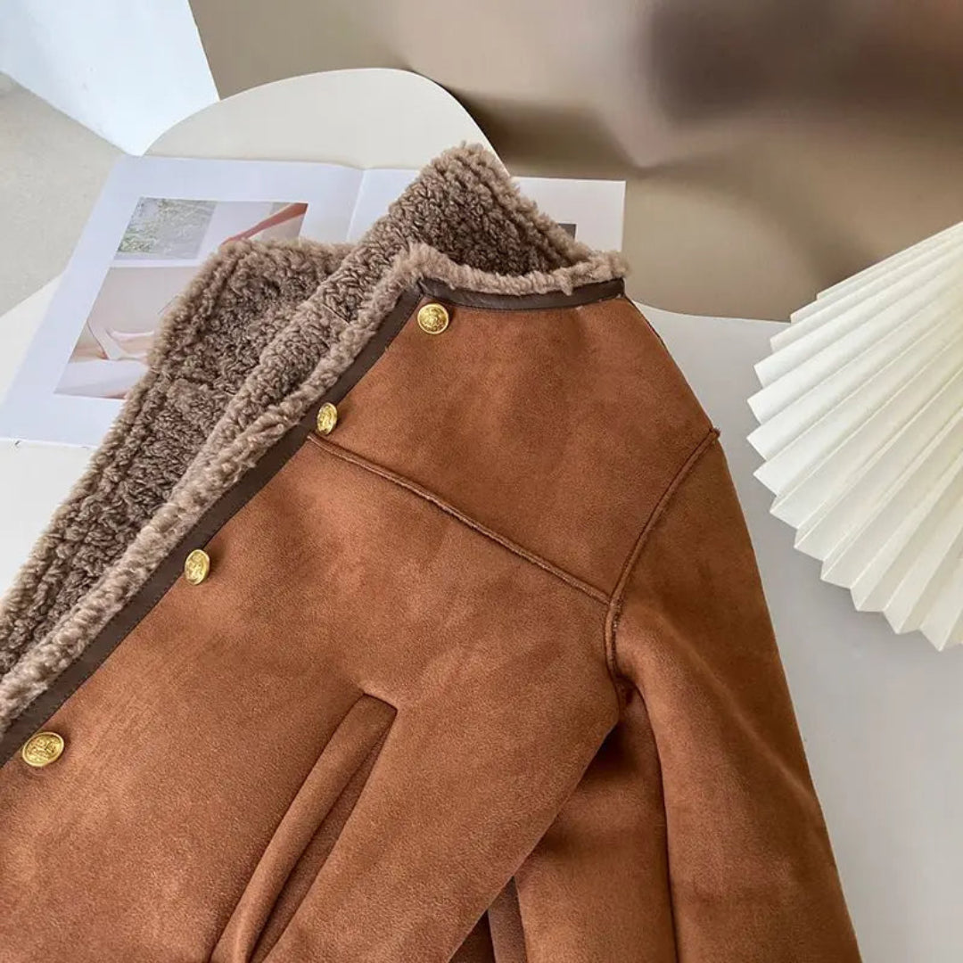 Warme faux fur motorjas voor dames