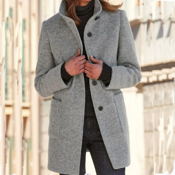 Roades - Stijlvolle Trenchcoat Damesjas lange mouwen knopen hoge kraag elegant chique formeel damesjas