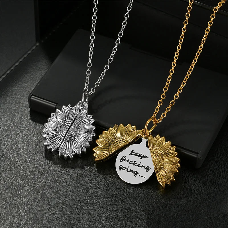 Gouden Zonnebloem Hangerketting met Gravure “You Are My Sunshine”