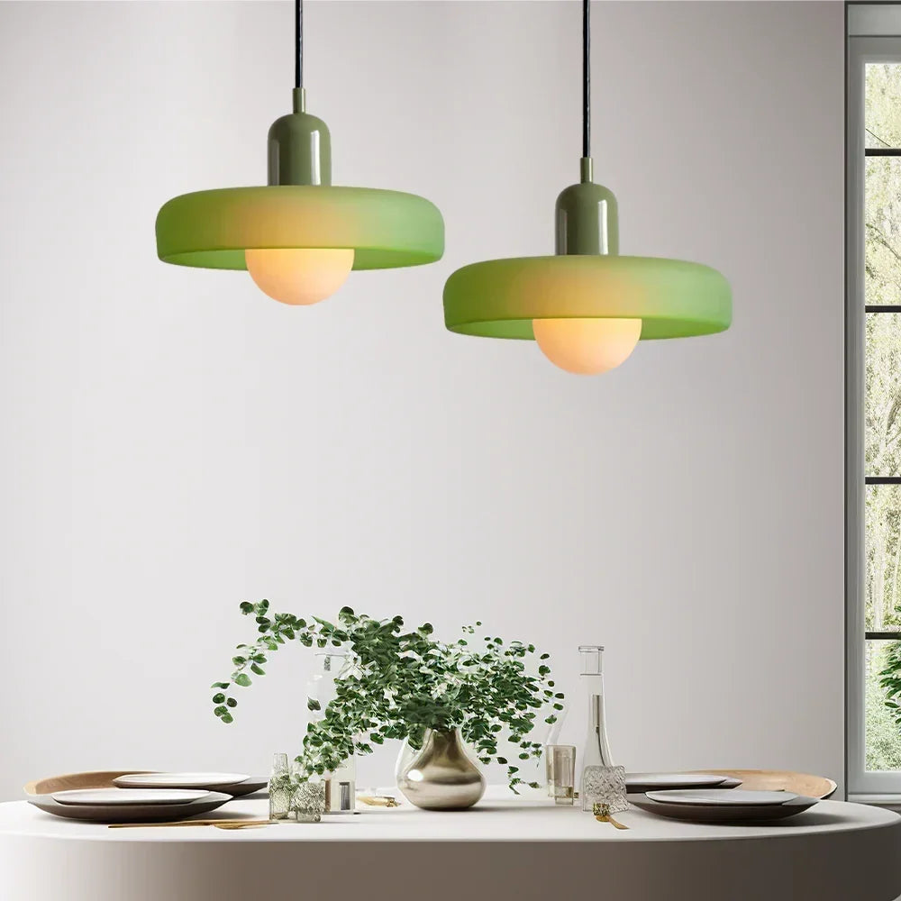 Bauhaus pendelleuchte van gekleurd glas
