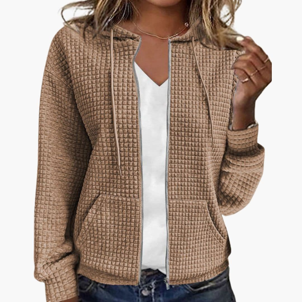 Dames hoodie met rits en trekkoordcapuchon