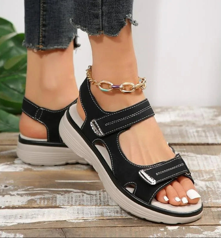 GlideStep – lichte leren wedge-sandalen voor dames