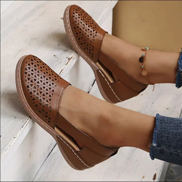 Vintage instap wedge sandalen voor dames