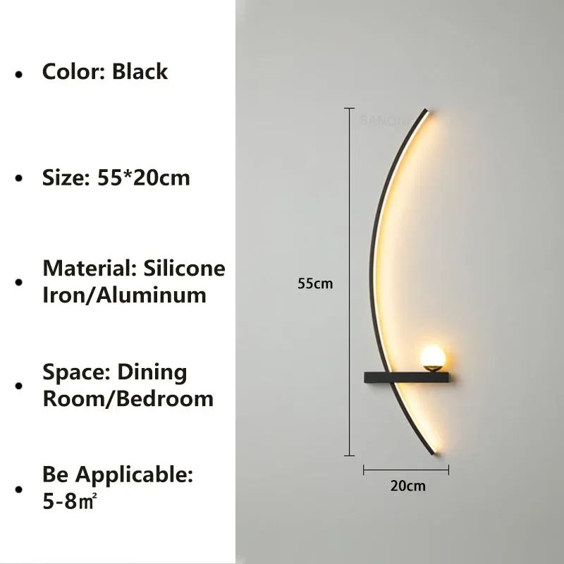 Nordic LED Wandlamp - Strakke Strepen Muurverlichting voor Slaapkamer, Woonkamer, Studeerkamer en Trap