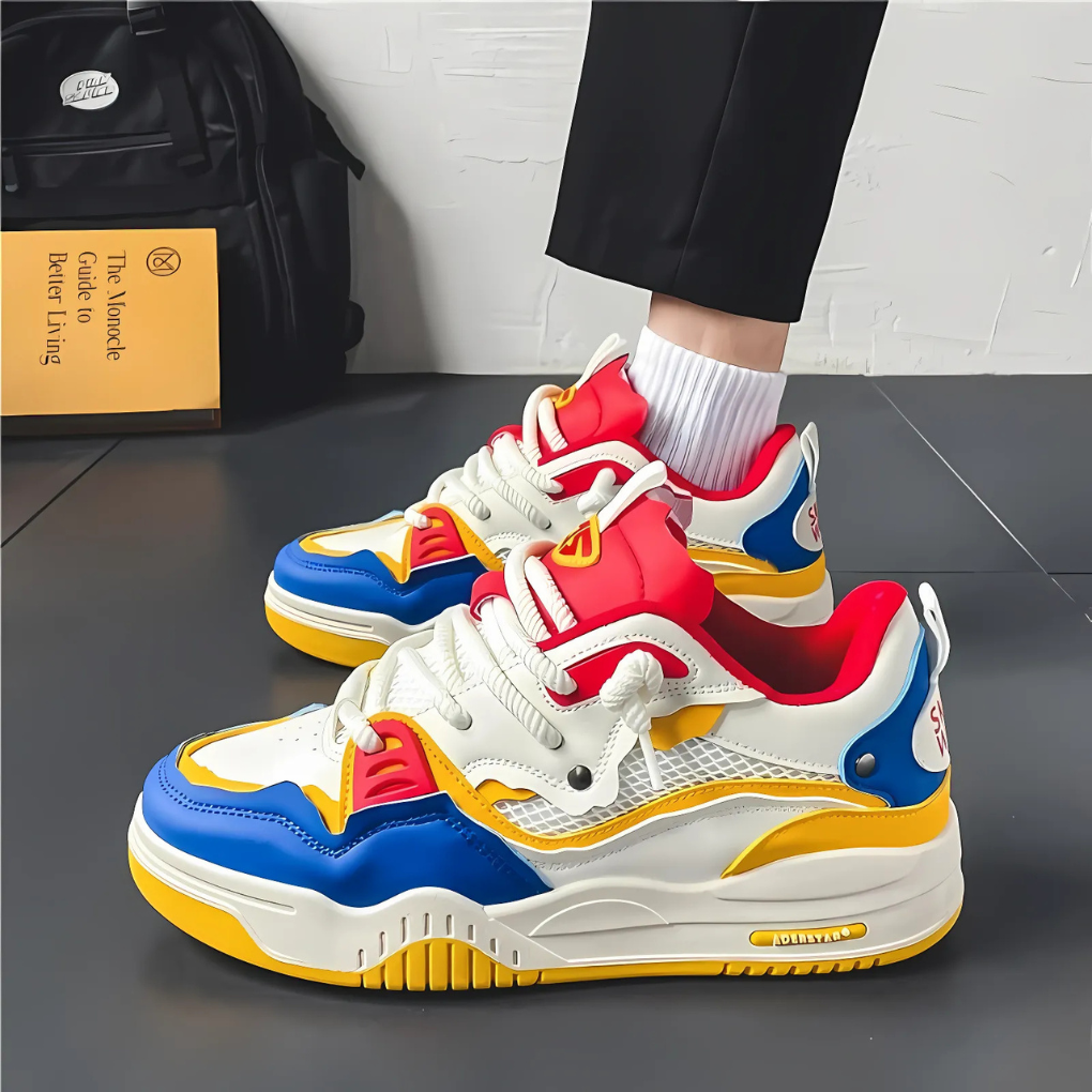 Sneakers van kunstleer met meshvoering voor heren