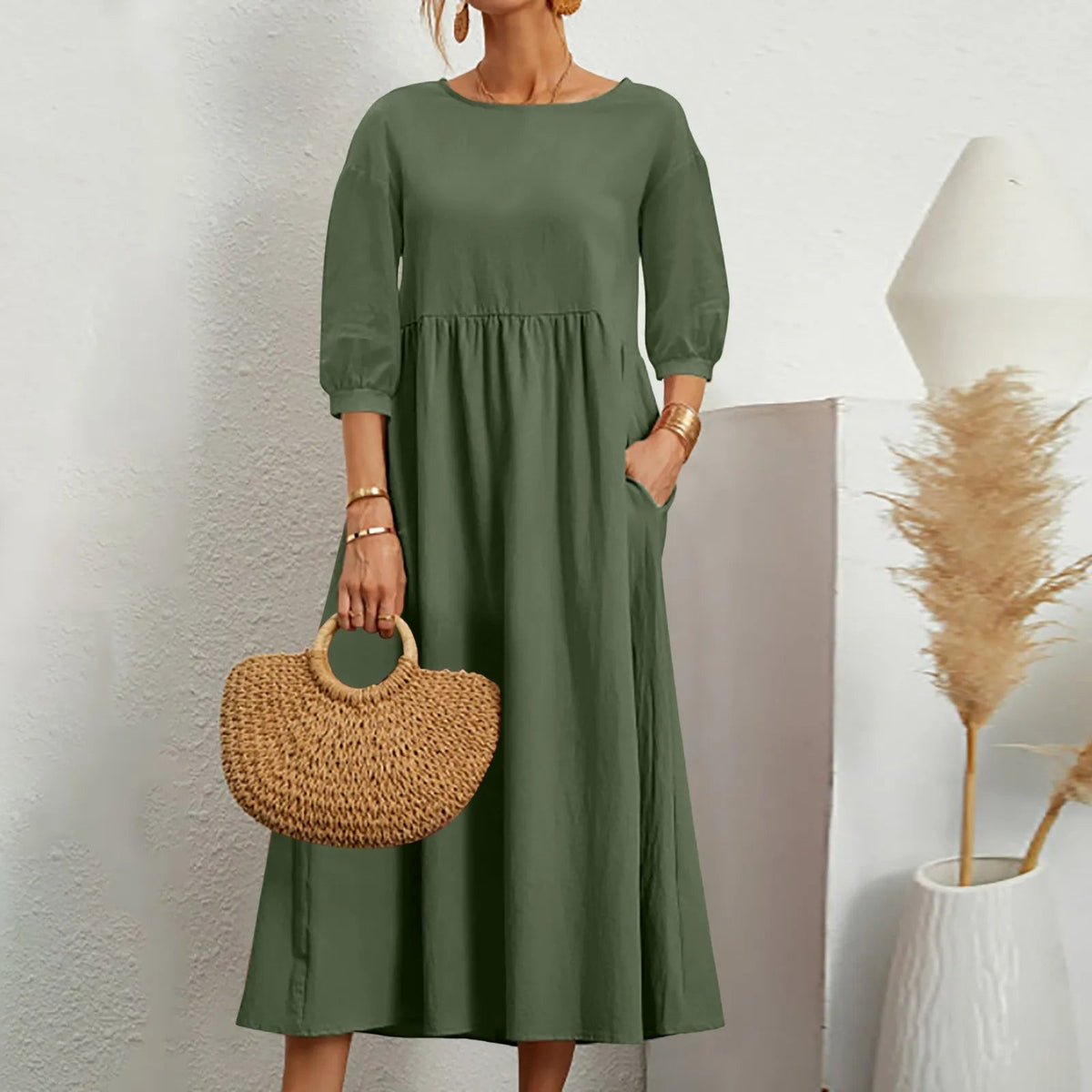 Celine – Midi-Jurk met Patchwork