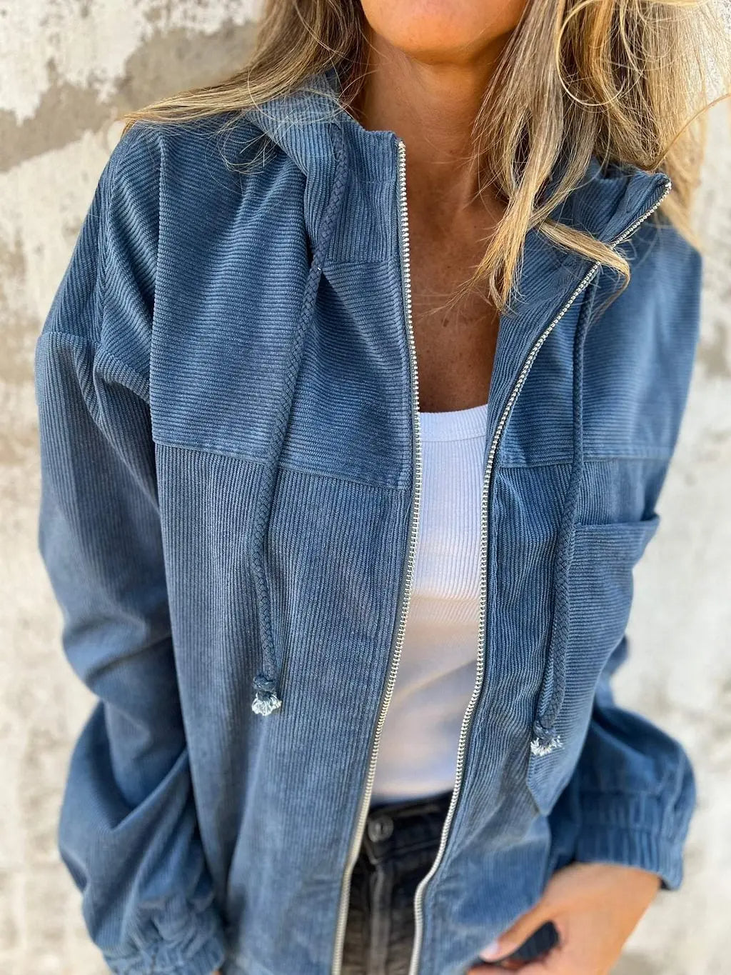Nora – Casual Corduroy Jas met Capuchon